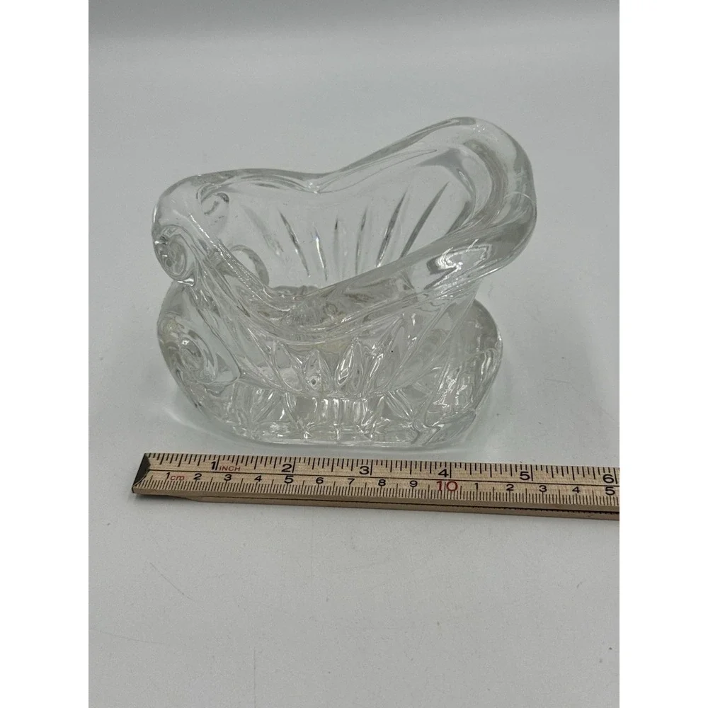 Vintage Lead Crystal (24%) Sleigh Candy Nut Dish Candle Holder 5.5x3.5